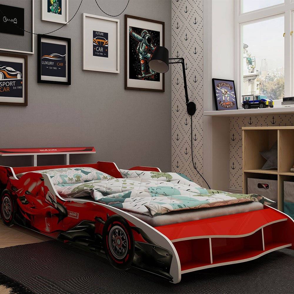 Cama Infantil 100% MDF Fórmula 1 Vermelho Gelius